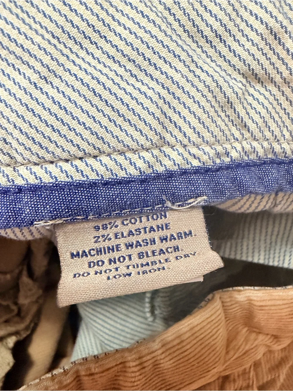 Bills Khakis tan corduroy flat front pants